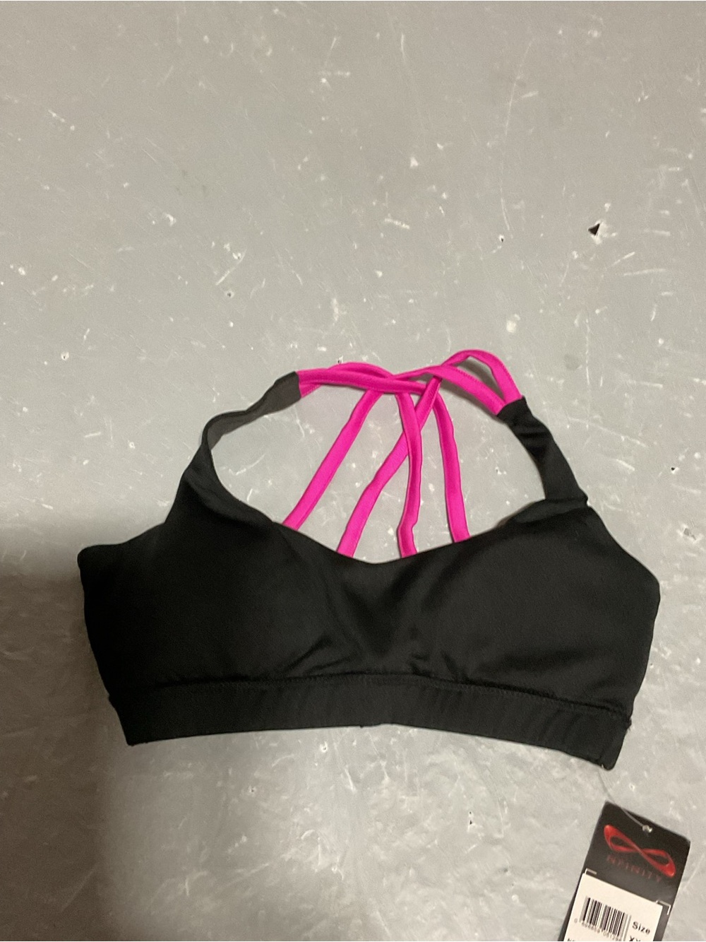 Black and Hot Pink Strappy Sports Bra